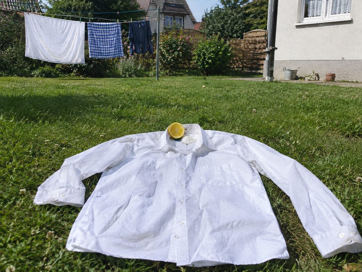 Ein Hemd in der Sonne mit Zitrone und Salz